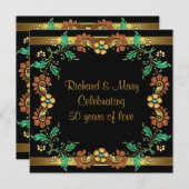Invitation Gold Flowers 50e anniversaire de Mariage (Devant / Derrière)