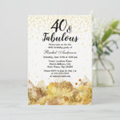 Invitation Gold Flowers Parties scintillant 40 et fabuleux 40 (Debout devant)