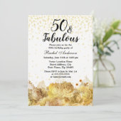 Invitation Gold Flowers Parties scintillant 50 et fabuleux 50 (Debout devant)