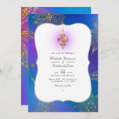Invitation Gold Foil Arabian Bollywood QR Code RSVP Mariage (Devant / Derrière)