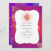 Invitation Gold Foil Arabian Bollywood QR Code RSVP Mariage (Devant / Derrière)