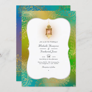 Invitation Gold Foil Arabian Bollywood QR Code RSVP Wedding