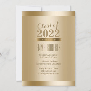 Invitation Gold Foil Arrière - plan Graduation Party