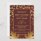 Invitation Gold Foil Automne Feuilles Mariage (Devant)
