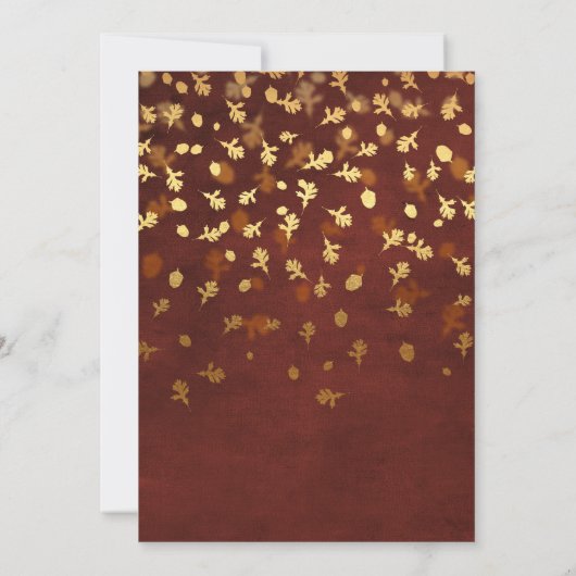 Invitation Gold Foil Automne Feuilles Mariage (Dos)