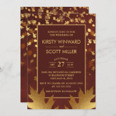 Invitation Gold Foil Automne Feuilles Mariage (Devant / Derrière)