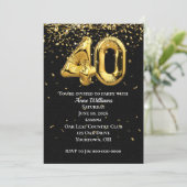 Invitation Gold Foil Ballons 40e anniversaire de fête Invitat (Debout devant)