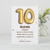 Invitation Gold Foil Balloon et Confetti 10e fête d'anniversa (Debout devant)