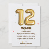Invitation Gold Foil Balloon et Confetti 12e fête d'anniversa (Devant)