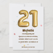 Invitation Gold Foil Balloon et Confetti 21e fête d'anniversa (Devant)