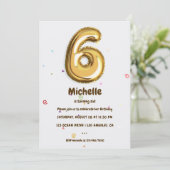 Invitation Gold Foil Balloon et Confetti 6e fête d'anniversai (Debout devant)