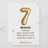 Invitation Gold Foil Balloon et Confetti 7e fête d'anniversai (Devant)