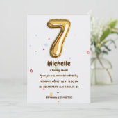 Invitation Gold Foil Balloon et Confetti 7e fête d'anniversai (Debout devant)