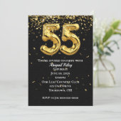 Invitation Gold Foil Balloons 55e anniversaire de fête Invita (Debout devant)