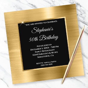 Invitation Gold Foil Black Overlay 50e anniversaire