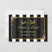 Invitation Gold Foil Black Stripes Mariage Enregistrer La Dat (Dos)