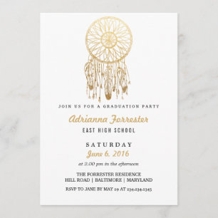Invitation Gold Foil Bohemian Dream Catcher Graduation Party