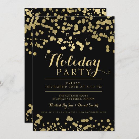 Invitation Gold Foil Confetti (Devant / Derrière)