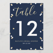 Invitation Gold Foil Confetti Fête des mariées Numéro de tabl (Dos)