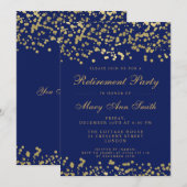 Invitation Gold Foil Confetti Navy (Devant / Derrière)