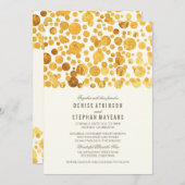 Invitation Gold Foil Effet Confetti Mariage élégant (Devant / Derrière)
