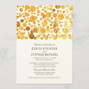 Invitation Gold Foil Effet Confetti Mariage élégant