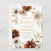 Invitation Gold Foil élégant Boho Mariage en terre cuite auto (Devant)
