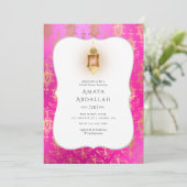 Invitation Gold Foil Fête des mariées Arabe Bollywood (Debout devant)