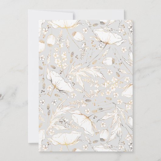 Invitation Gold Foil Fleurs sauvages Light Grey (Dos)