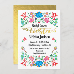 Invitation Gold Foil Floral Fête des mariées mexicaine Fiesta