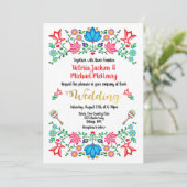 Invitation Gold Foil Floral Mariage mexicain Fiesta (Debout devant)