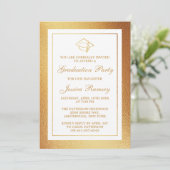 Invitation Gold Foil Graduation Casquette Graduation Party (Debout devant)