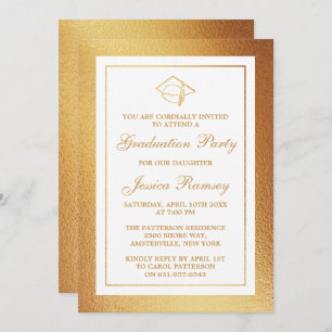 Invitation Gold Foil Graduation Casquette Graduation Party