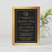 Invitation Gold Foil Graduation Casquette Graduation Party (Debout devant)