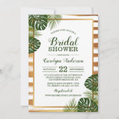 Invitation Gold Foil & Green Palm Leaf Beach Fête des mariées (Devant)