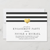 Invitation Gold Foil Heart + Stripes Engagement Party (Devant)