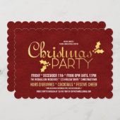 Invitation Gold Foil Holly fête de Noël (Devant / Derrière)