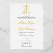 Invitation Gold Foil JM Monogramme ou MJ Monogramm (Recto)