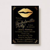 Invitation Gold Foil Lips Bachelorette Party