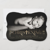 Invitation Gold Foil Moderne Gras Croix Christening Religieux (Devant)