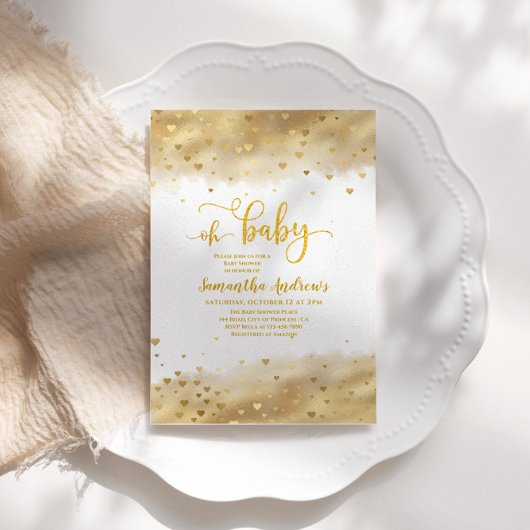 Invitation Gold Foil Oh Baby shower