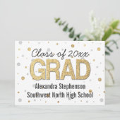 Invitation Gold Foil Parties scintillant Confetti Graduation (Debout devant)