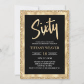 Invitation Gold Foil Parties scintillant Soixante 60e anniver (Devant)