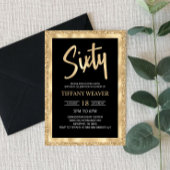 Invitation Gold Foil Parties scintillant Soixante 60e anniver