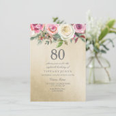 Invitation Gold Foil Rose blanche Rose 80e anniversaire Invit (Debout devant)
