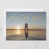 Invitation Gold Foil Script QR code Enregistrer la date (Devant)