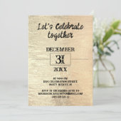 Invitation Gold Foil Texture fête du Nouvel An (Debout devant)