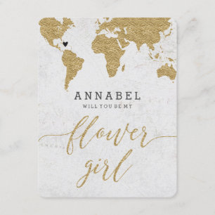 Invitation Gold Foil World Map Serez-Vous Ma Fille Fleur
