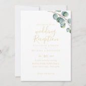 Invitation Gold Font Verdure Mariage RÉCEPTION Soirée (Devant)