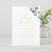 Invitation Gold Font Verdure Mariage RÉCEPTION Soirée (Debout devant)